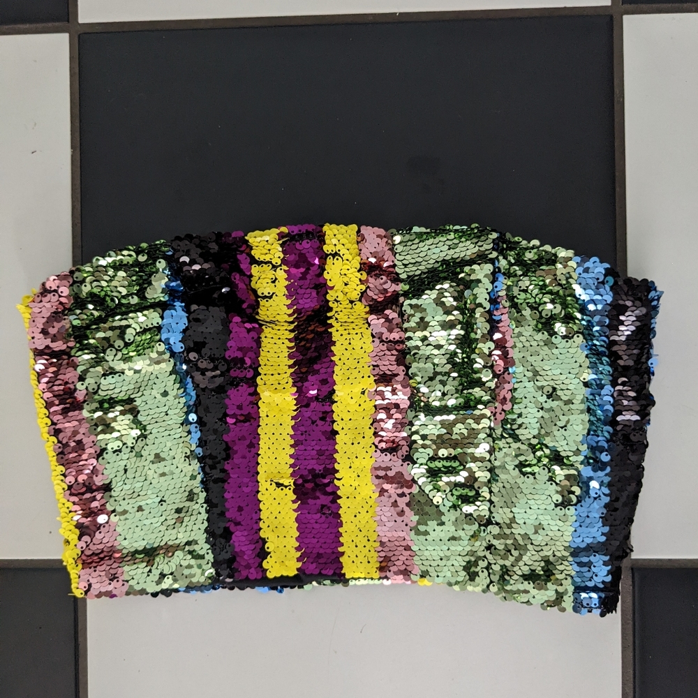 Striped sequin tube top